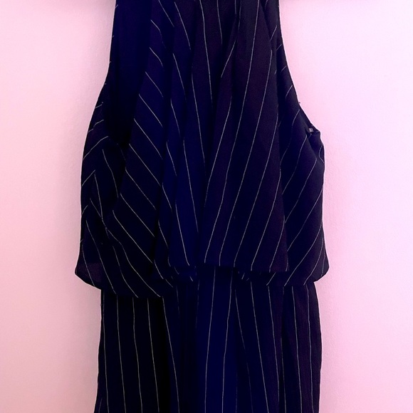 Black Pinstripe Sleeveless Jumpsuit - Picture 2 of 8